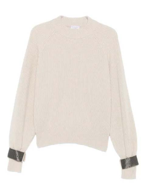 Brunello Cucinelli ribbed embellished-cuff sweater