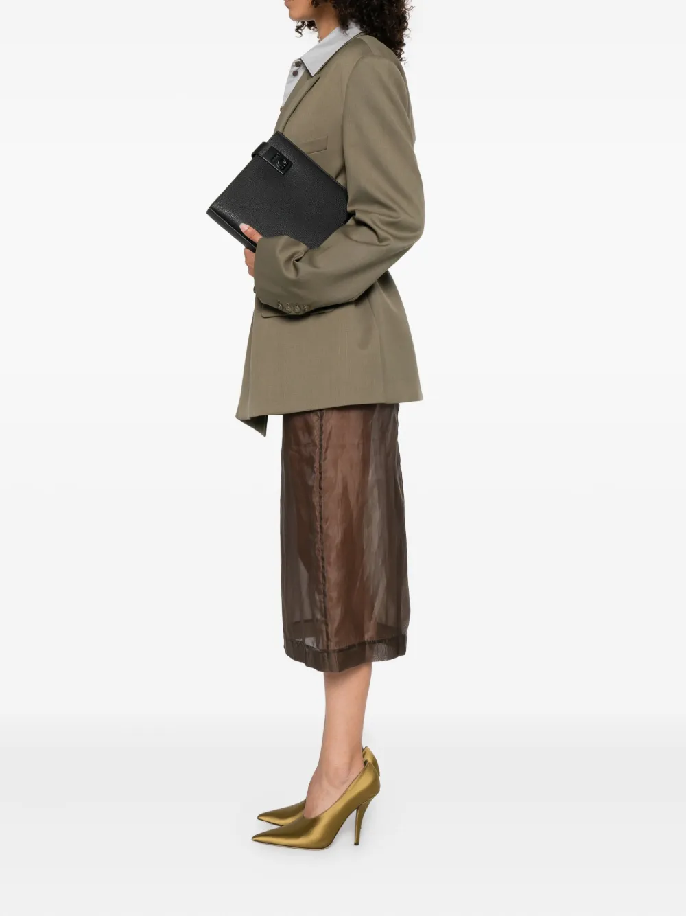 Ferragamo Clutch met gancini-gesp Zwart