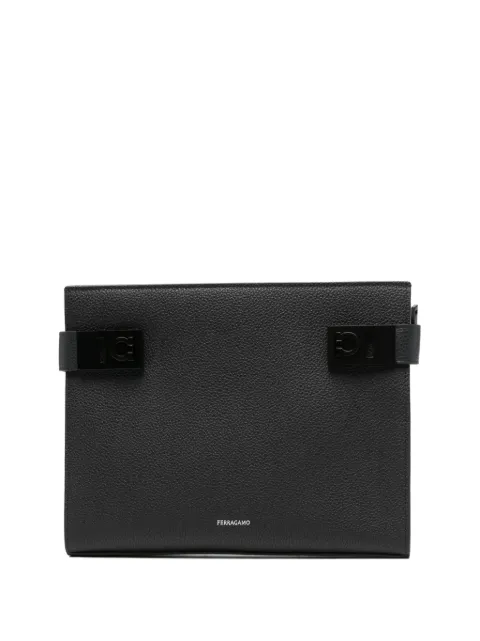 Ferragamo Gancini-buckle leather clutch bag