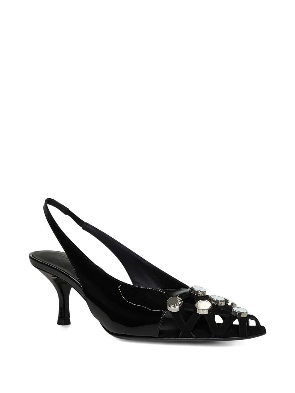 The Attico 50mm leather slingback pumps Black
