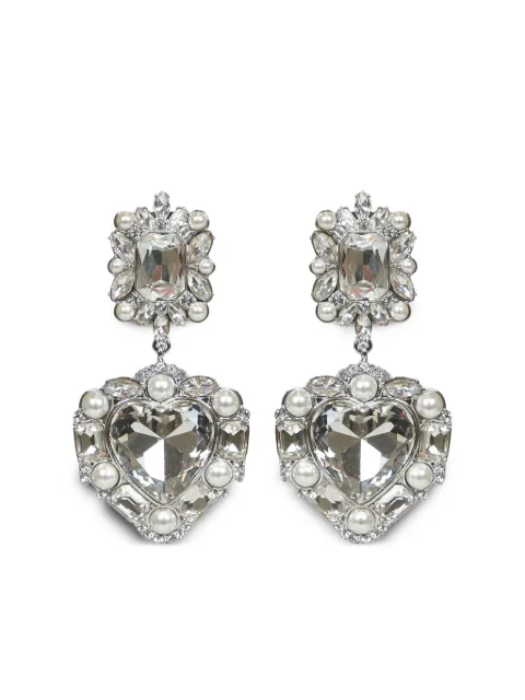 Self-Portrait heart-motif crystal earrings