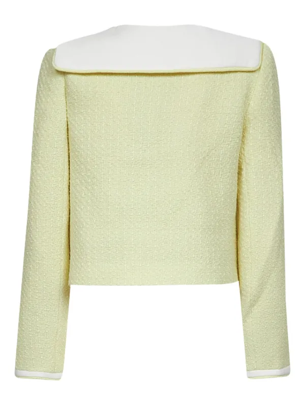 Self-Portrait single-breasted Bouclé Jacket Yellow FARFETCH JO