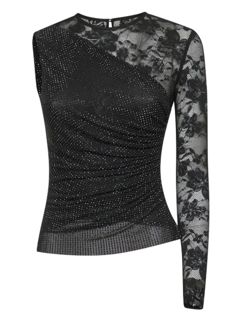 Self-Portrait rhinestone-embellished lace top