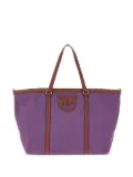 PINKO logo-patch cotton canvas tote bag - Purple