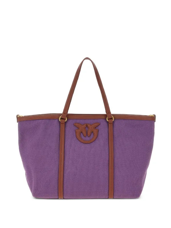 PINKO logo-patch Cotton Canvas Tote Bag Purple FARFETCH IN