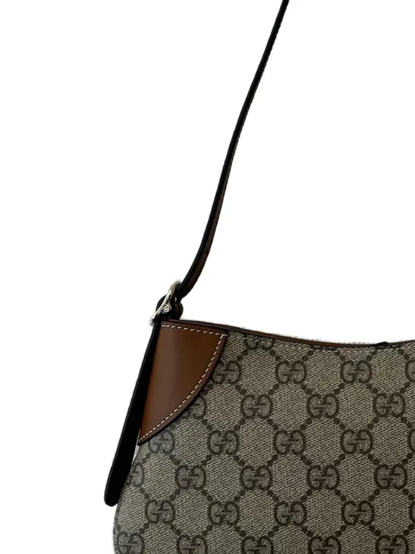 Gucci Small GG Emblem Monogram Leather Shoulder Bag Brown FARFETCH TR