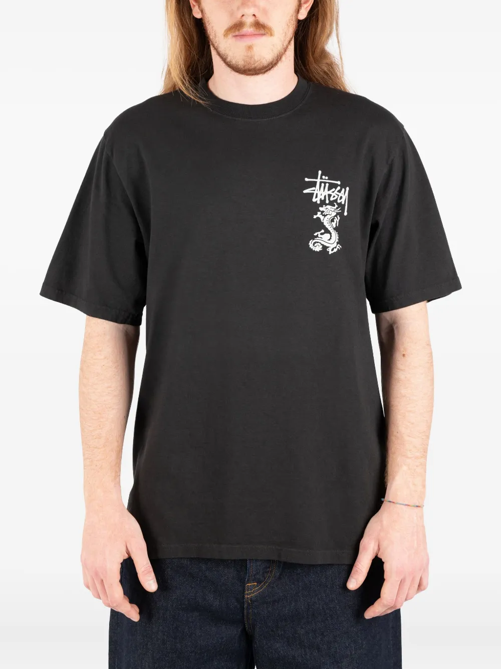 Stussy Dragon Graphic T-shirt In Black