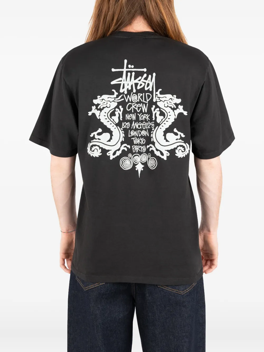 Stussy Dragon Graphic T-shirt In Black