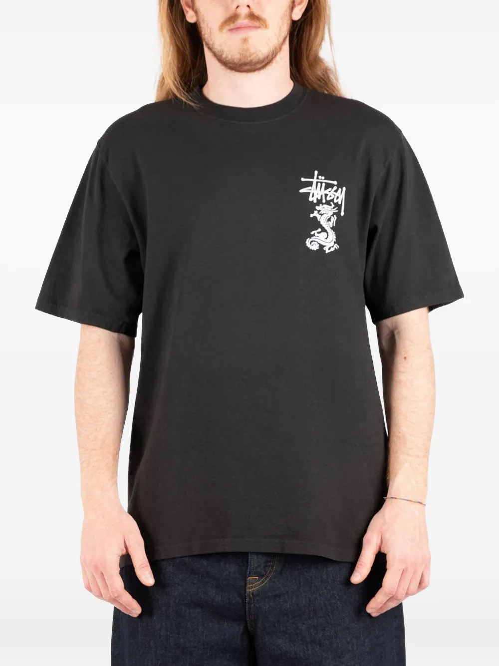 Stussy Dragon Graphic T-shirt In Black