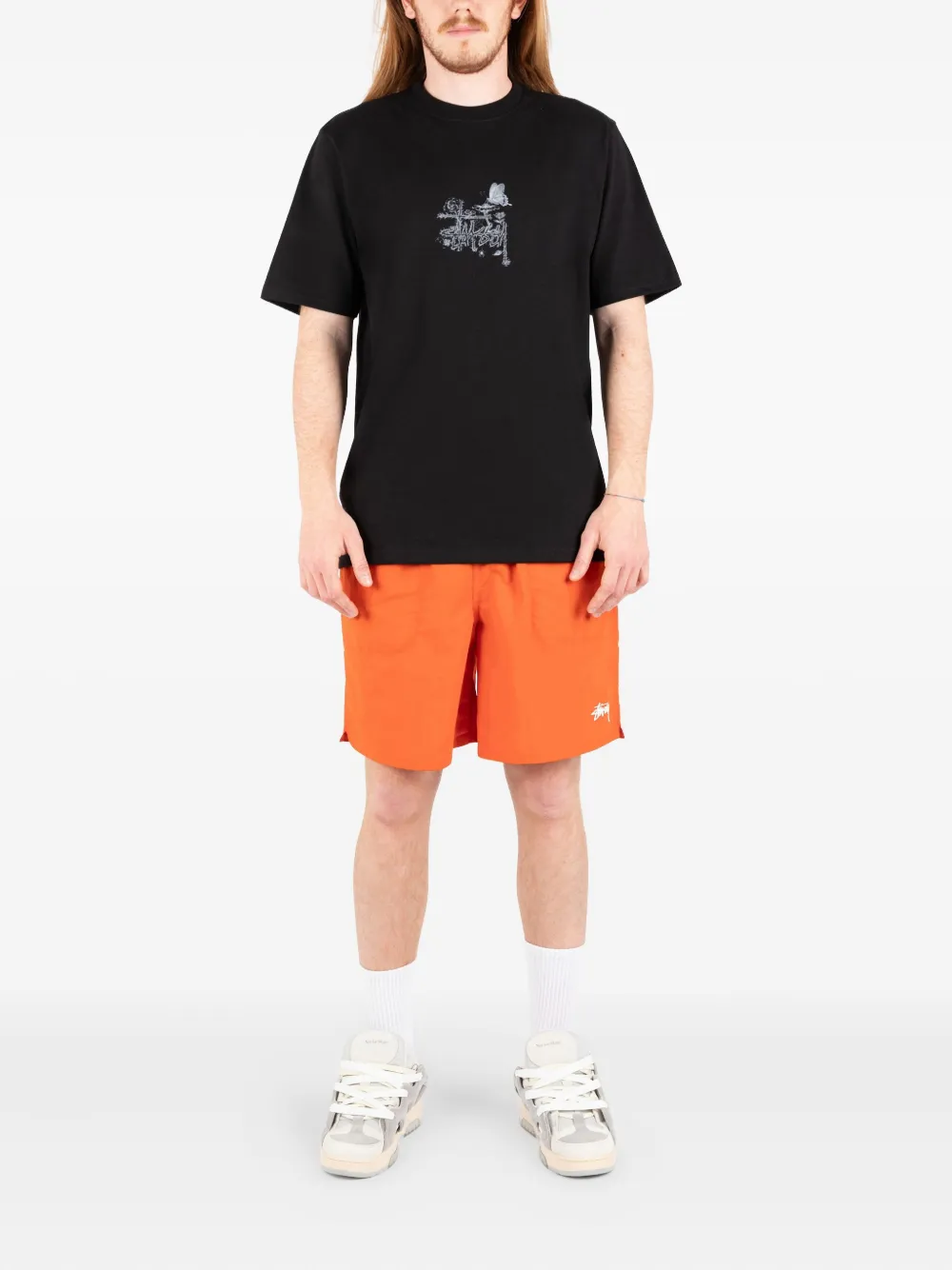 Stussy Floral Butterfly Printed T-shirt In Black