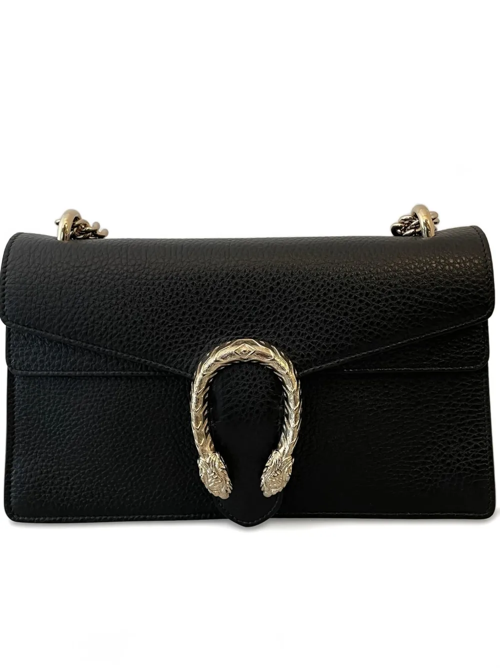 Gucci horsebit textured leather shoulder bag Zwart