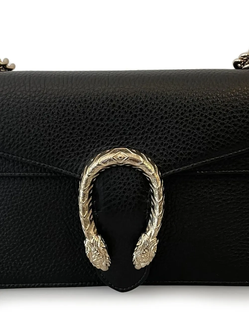 Gucci horsebit textured leather shoulder bag - Zwart