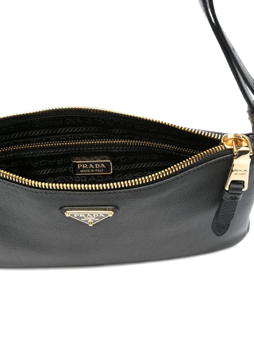 Prada zip-fastening logo-plaque shoulder bag Bruin