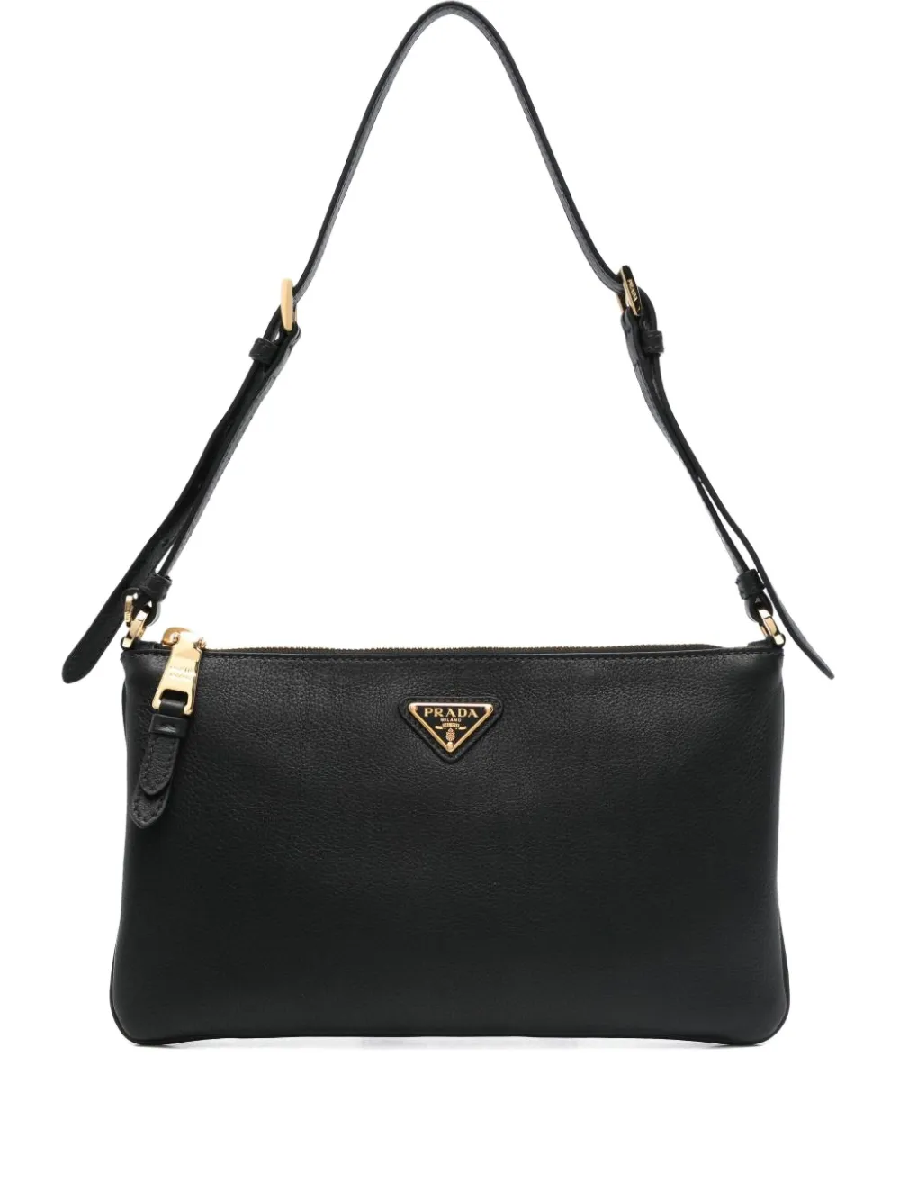 Prada zip-fastening logo-plaque shoulder bag Bruin