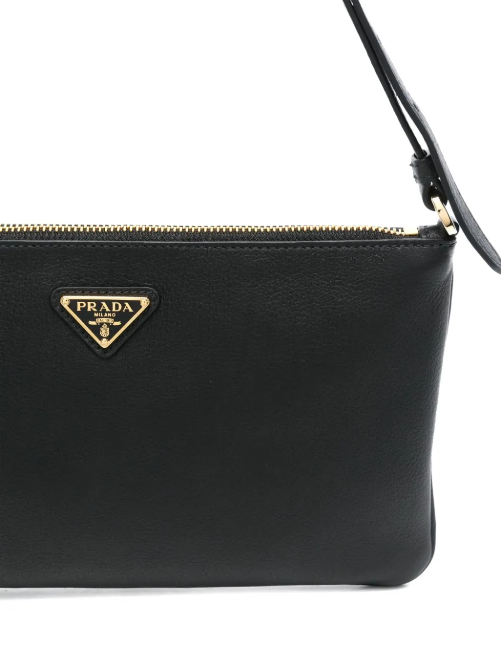 Prada zip-fastening logo-plaque shoulder bag Bruin