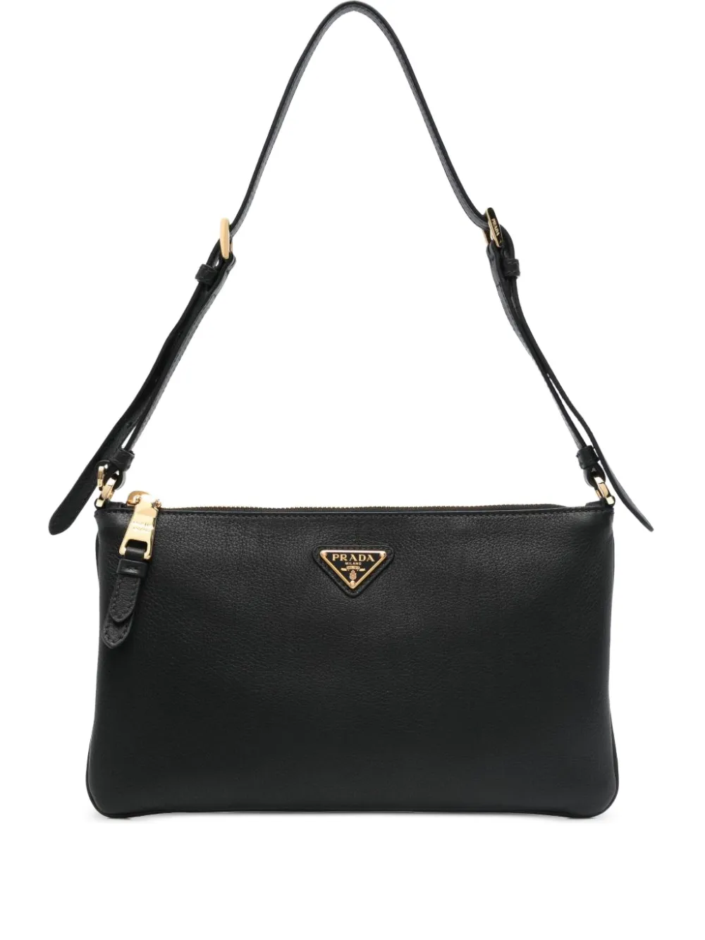 Prada zip-fastening logo-plaque shoulder bag Bruin
