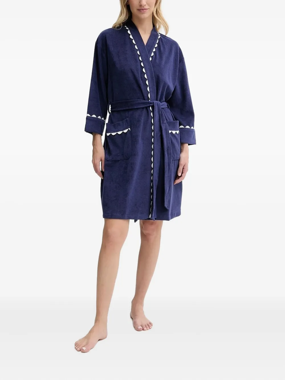 Kate Spade New York French Terry Short Robe In Blue