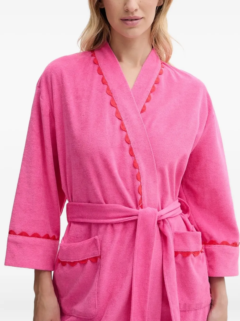 Kate Spade Scallop-trimmed Dressing Gown In Pink