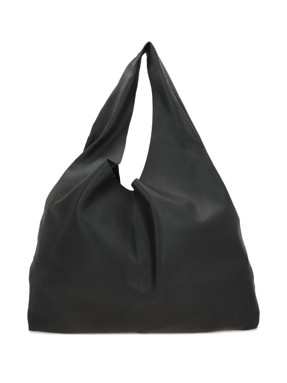 The Row Gathered Leather Shoulder Bag In Black