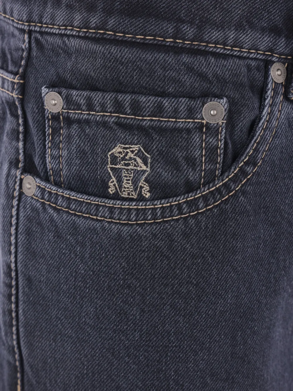 Brunello Cucinelli Jeans met geborduurd logo Blauw