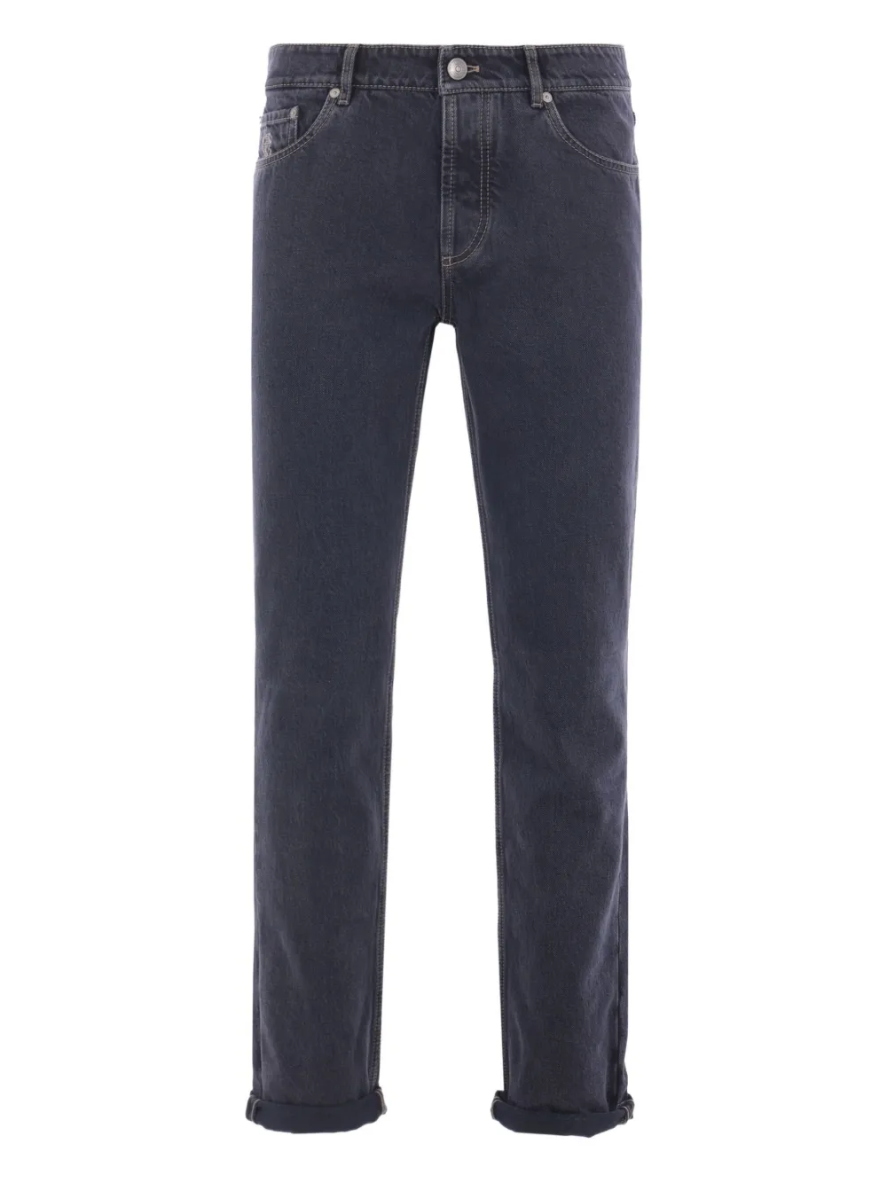 Brunello Cucinelli logo-embroidered jeans Blauw