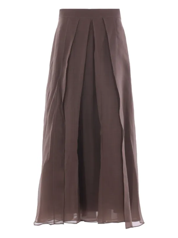 スカート BRUNELLO CUCINELLI Women Mid Skirts MF940G3375C2925 Brown Brown Shiny Waistband Pleated Midi skirt – Daniello.com