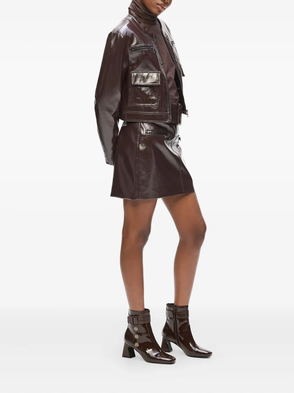 Karl Lagerfeld Leren laarzen met gesp 157 BROWN