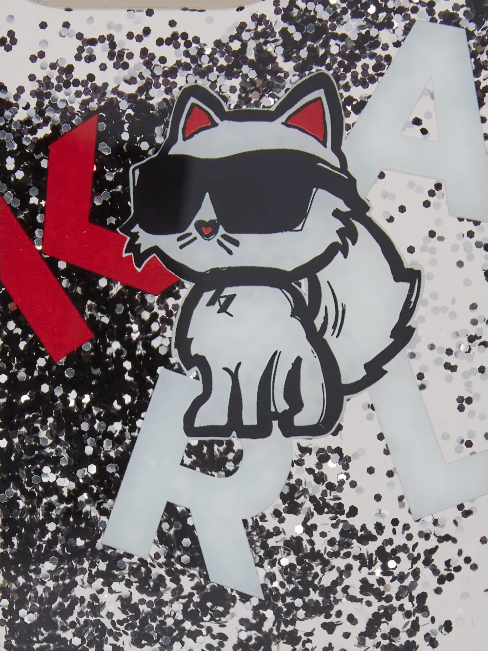 Karl Lagerfeld Choupette iPhone 16 Pro hoesje met glitters Zwart
