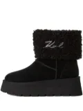 Karl Lagerfeld platform shearling-cuff ankle boots - Black