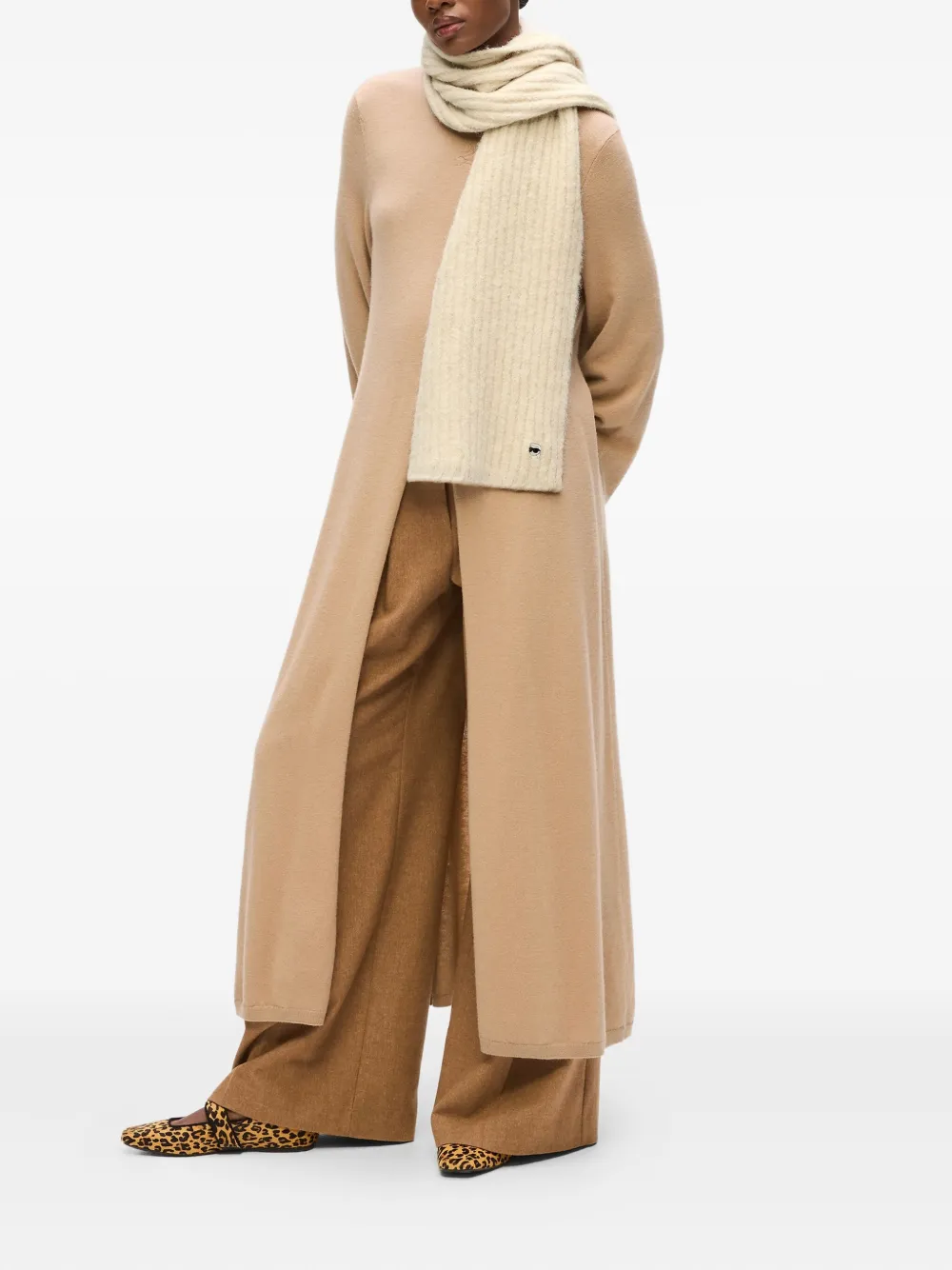 Karl Lagerfeld Geribbelde sjaal Beige