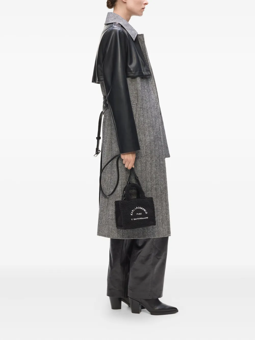 Karl Lagerfeld Rue St-Guillaume mini-shopper met lamswol - Zwart
