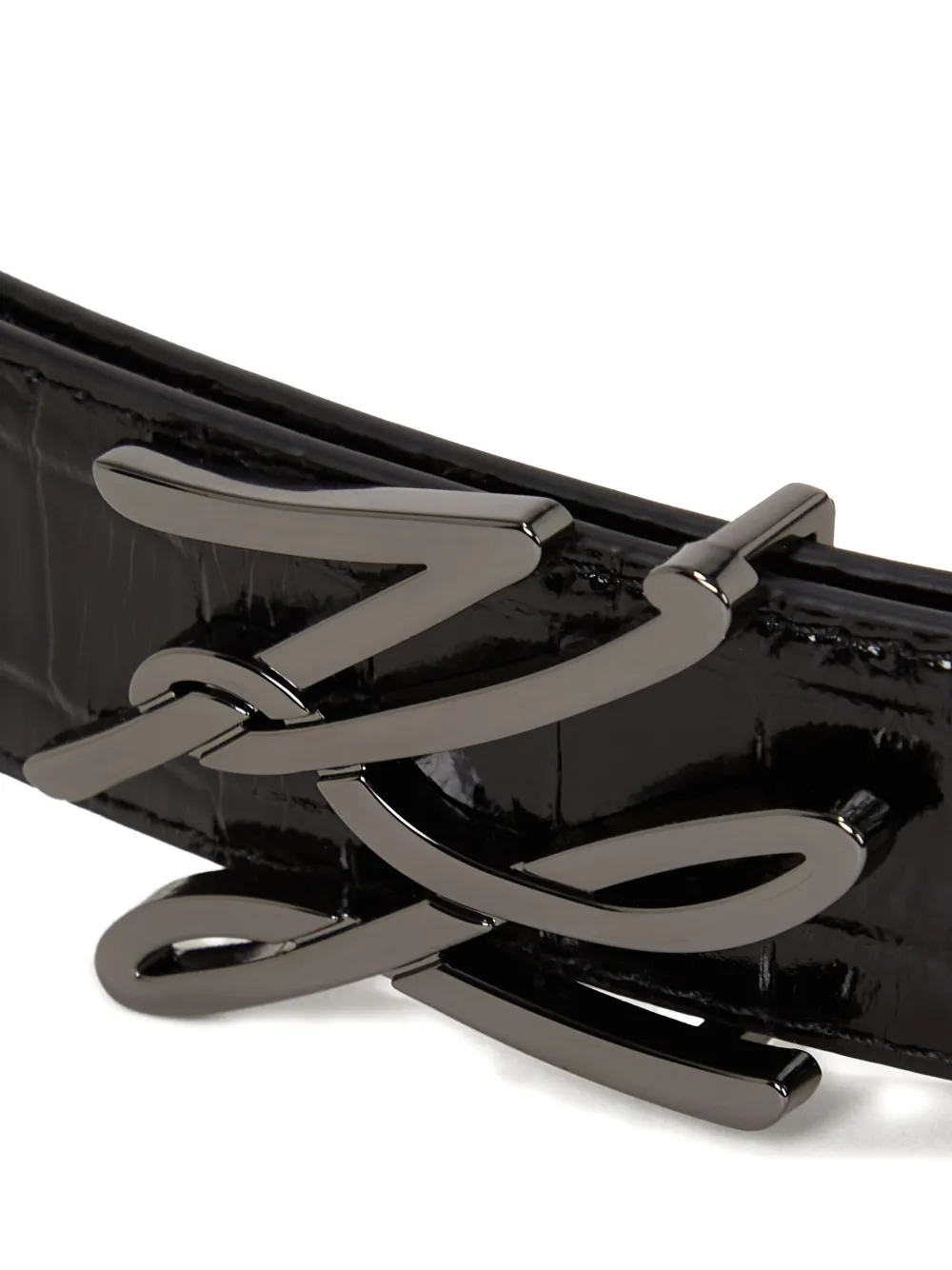 Karl Lagerfeld K/autograph Crocodile-embossed Belt In Black