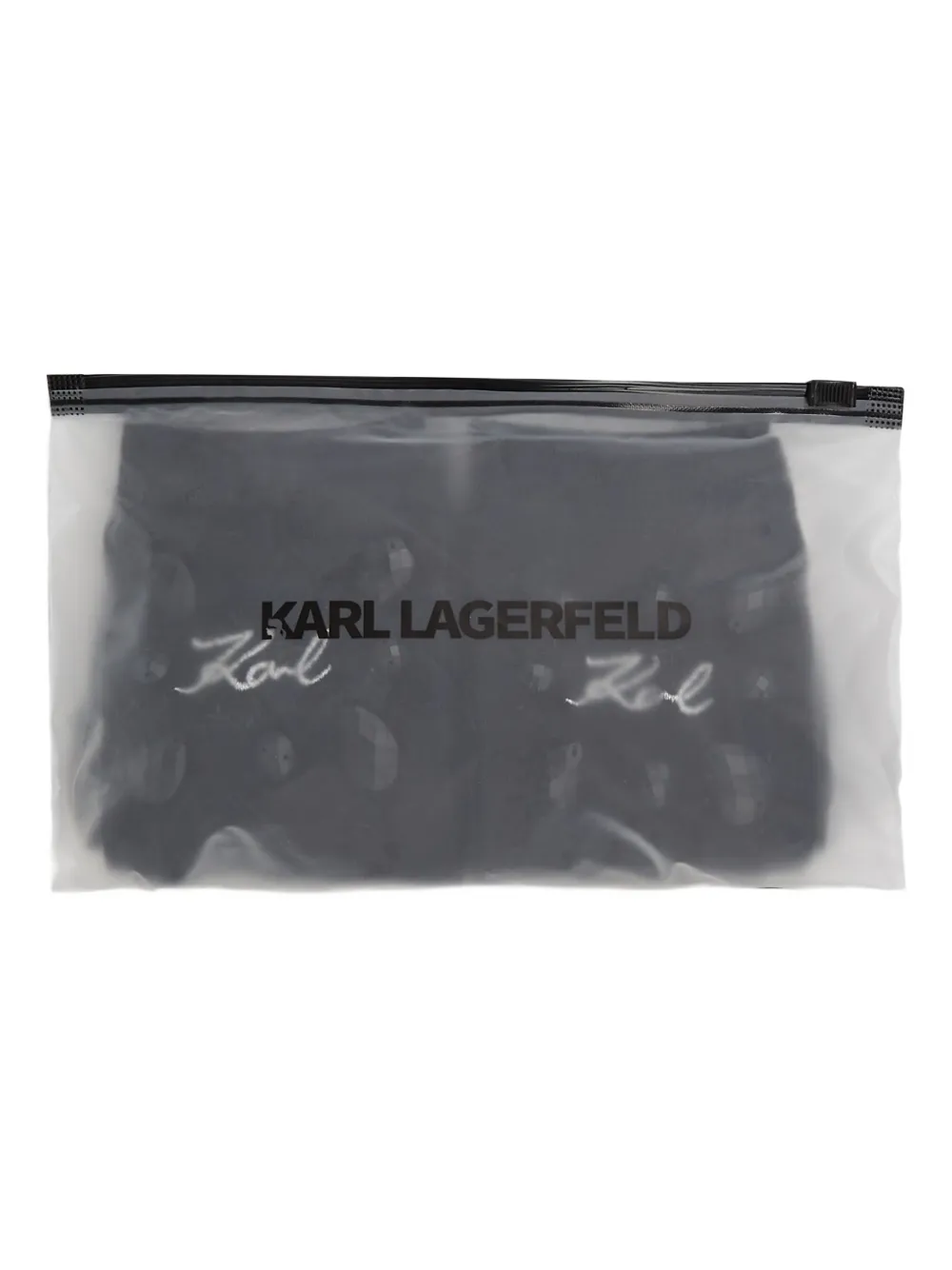 Karl Lagerfeld Gem-embellished Logo Socks In Black