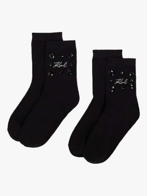 Karl Lagerfeld gem-embellished logo socks