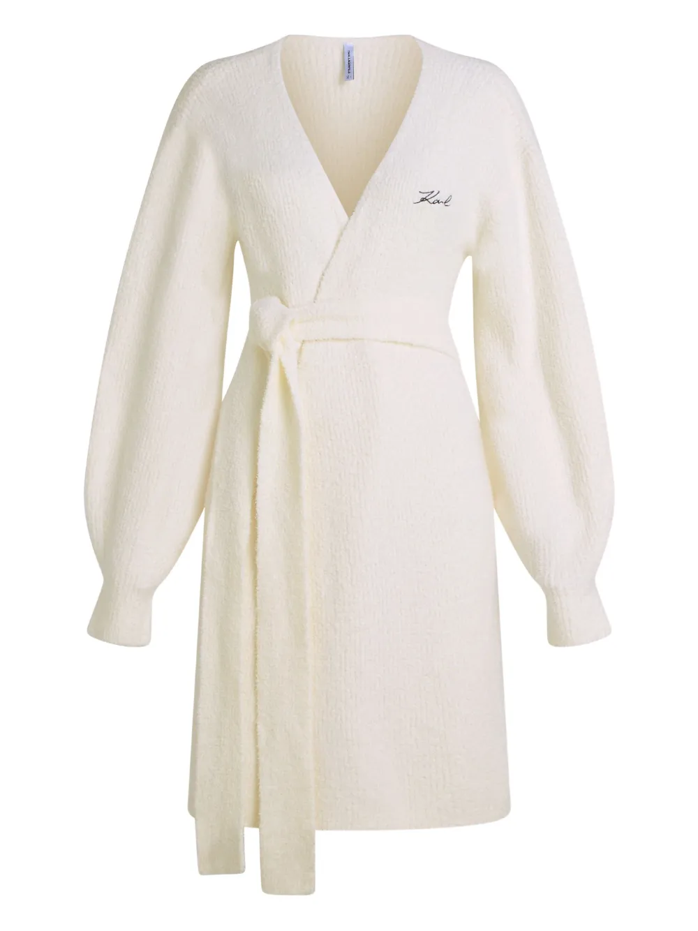 Karl Lagerfeld Fleece Wrap Loungewear Cardigan In White