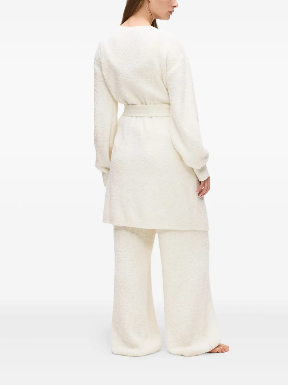Karl Lagerfeld Fleece Wrap Loungewear Cardigan In White