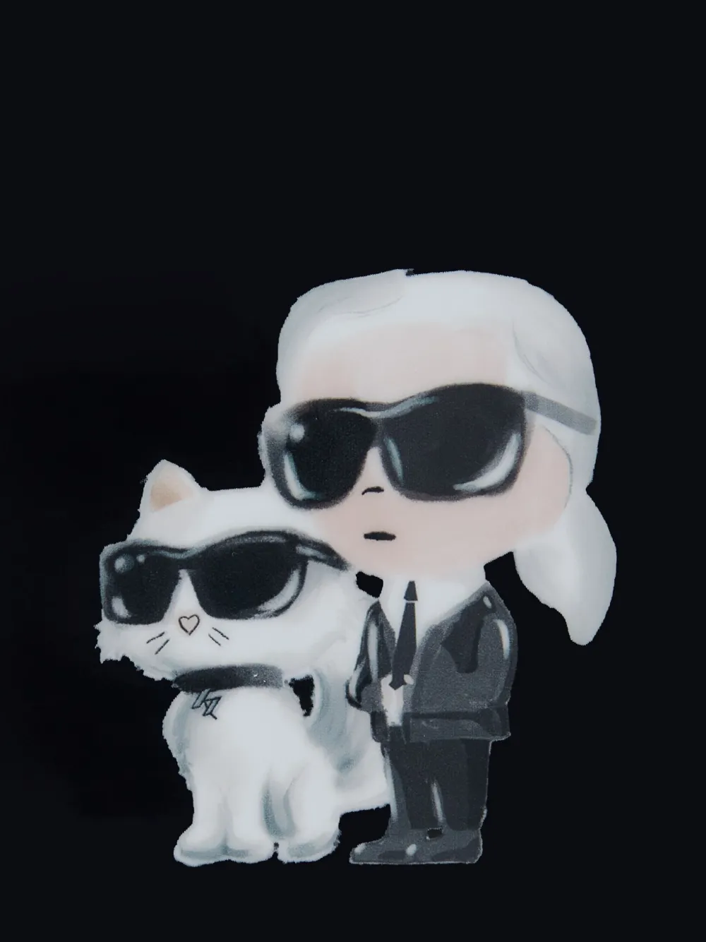 Karl Lagerfeld Aquarelle Choupette iPhone 16 Pro Max hoesje Zwart