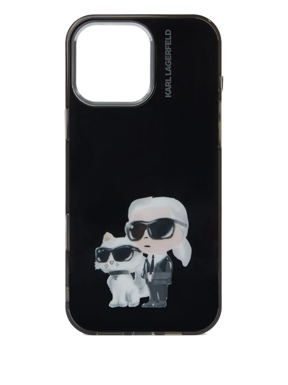 Karl Lagerfeld Cover per iPhone 16 Pro Max con logo Aquarelle Choupette - Nero