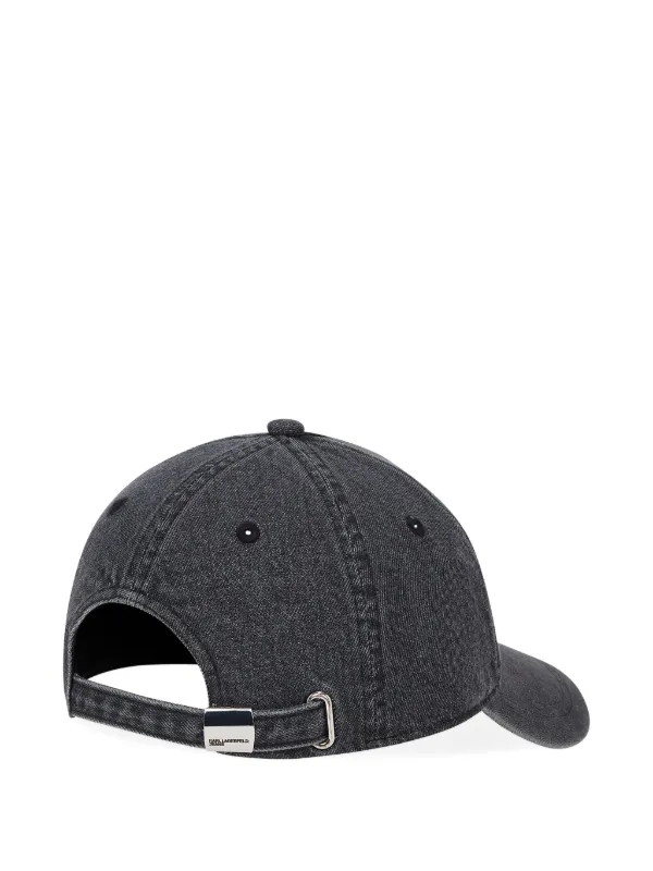 Karl Lagerfeld Denim Cap with Black Leather Patch NWOT Karl Lagerfeld Paris Women main image 3