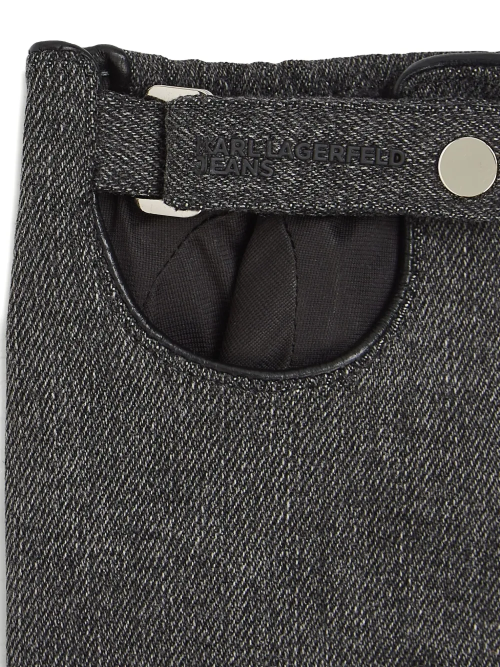 Karl Lagerfeld Jeans Fingerless Denim Gloves In Gray