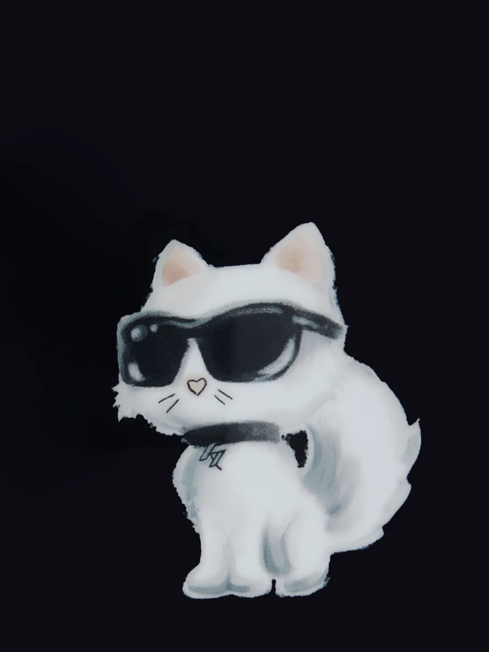 Karl Lagerfeld Aquarelle Choupette iPhone 16 Pro Max hoesje Zwart