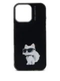 Karl Lagerfeld Aquarelle Choupette logo iPhone 16 pro max case - Black