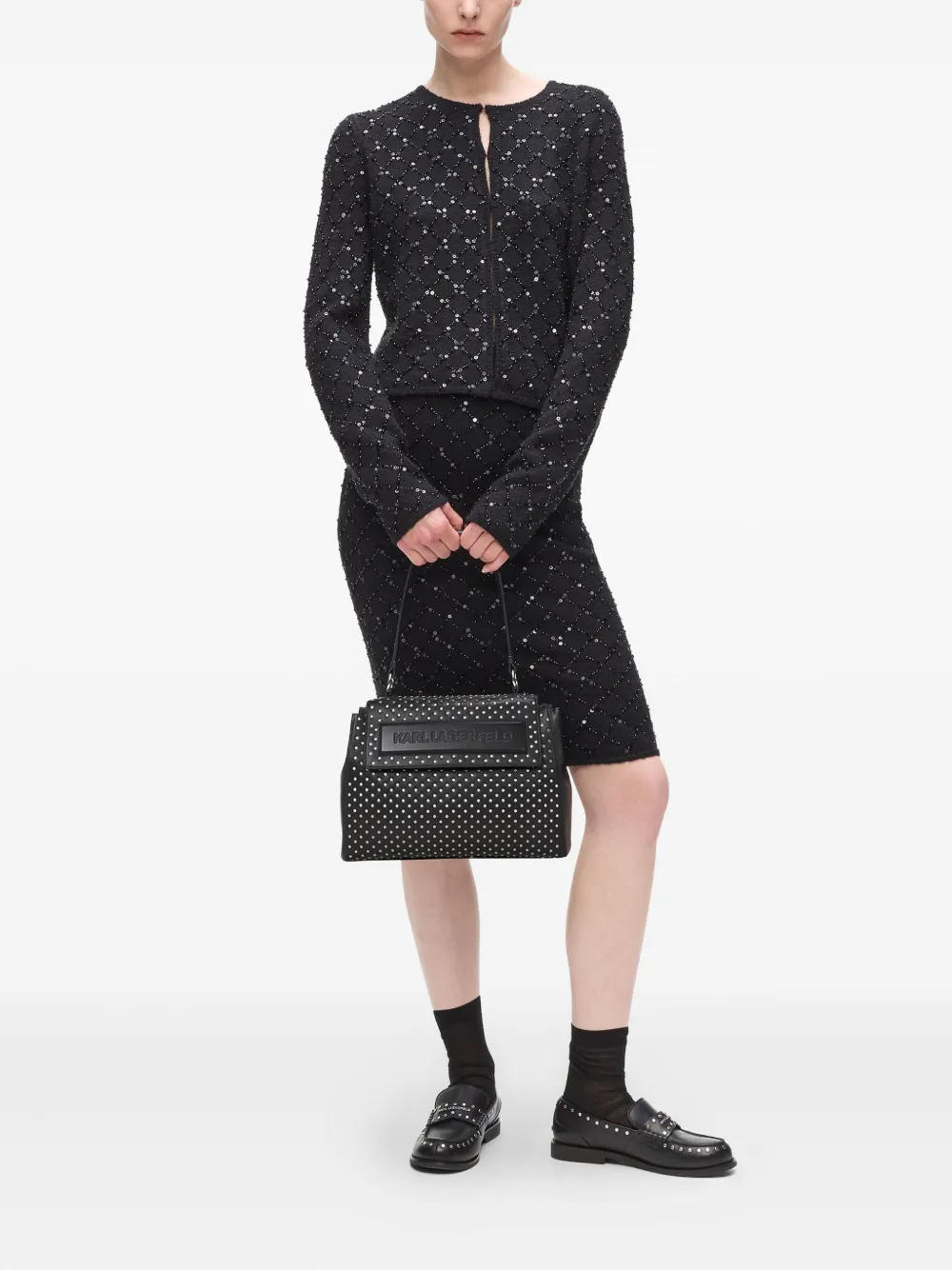 Karl Lagerfeld Ikon K/Stud verfraaid met studs en handgreep - Zwart