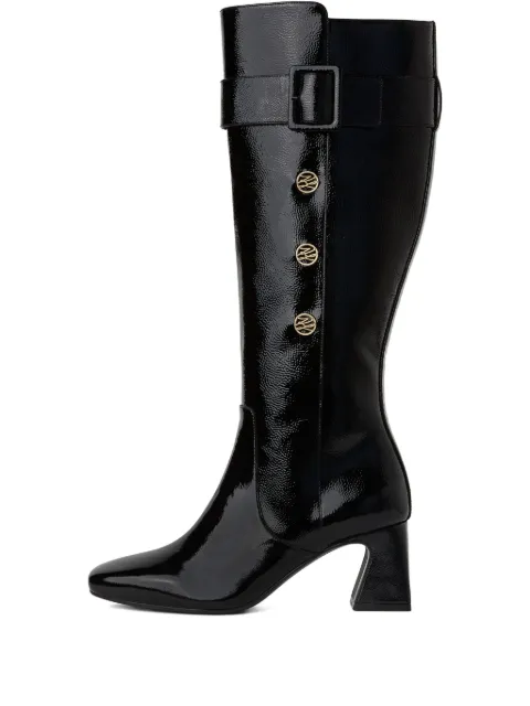 Karl Lagerfeld buckle patent-leather boots