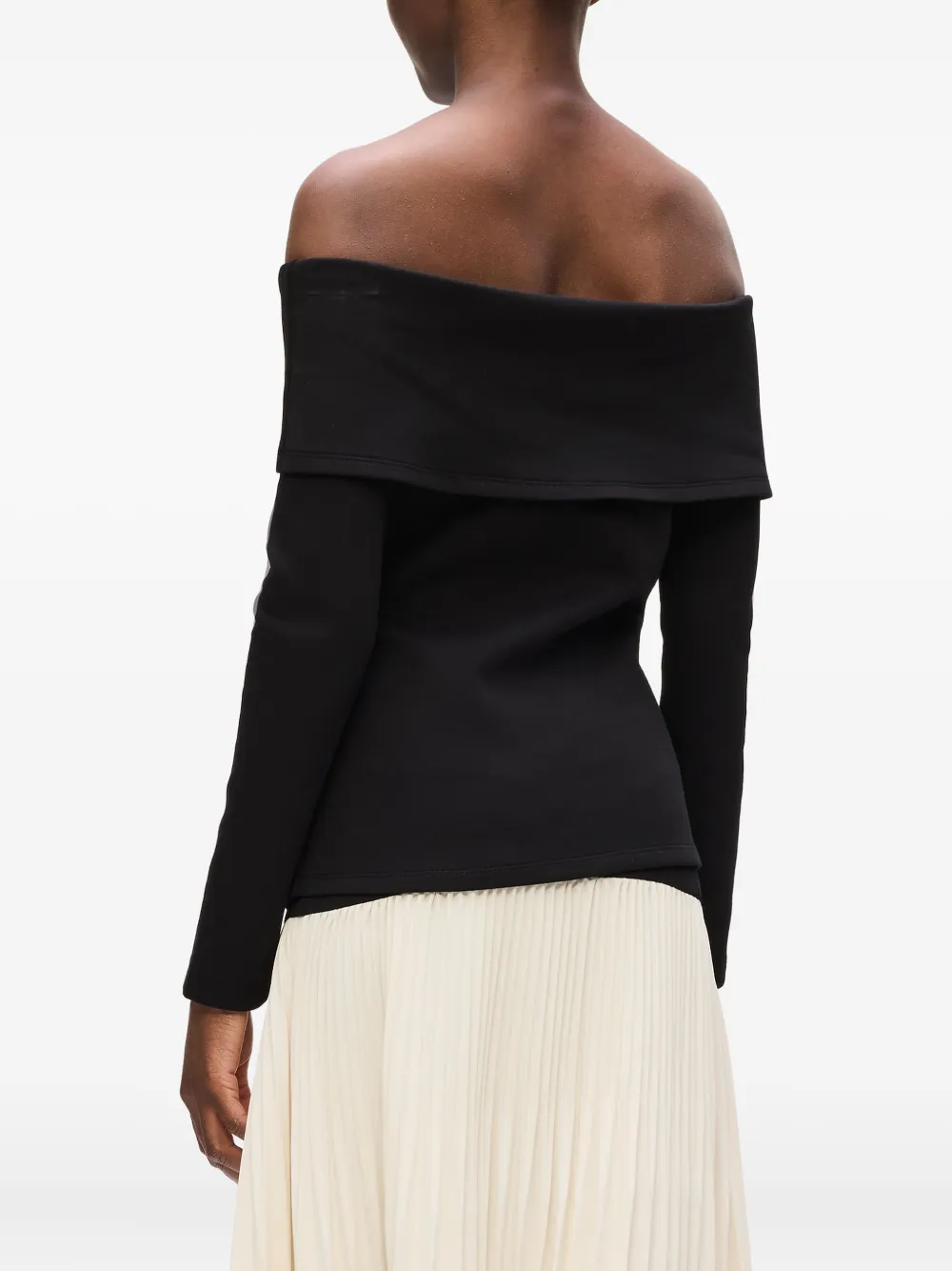 Karl Lagerfeld Off-shoulder Buttoned Top In Black
