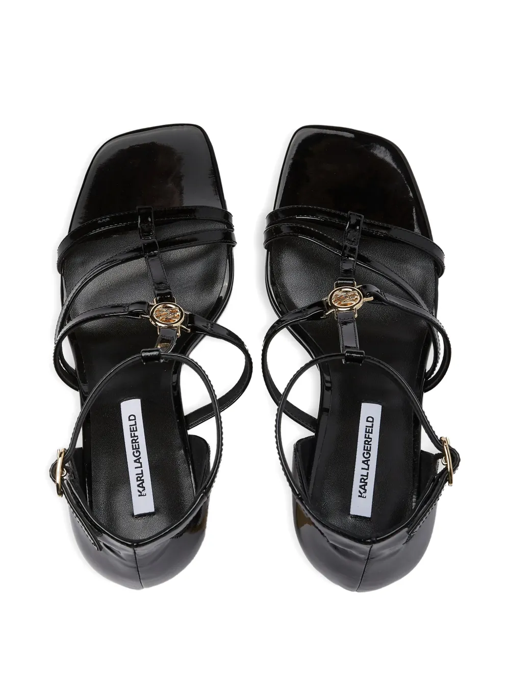 Karl Lagerfeld Leren sandalen met T-bar Zwart