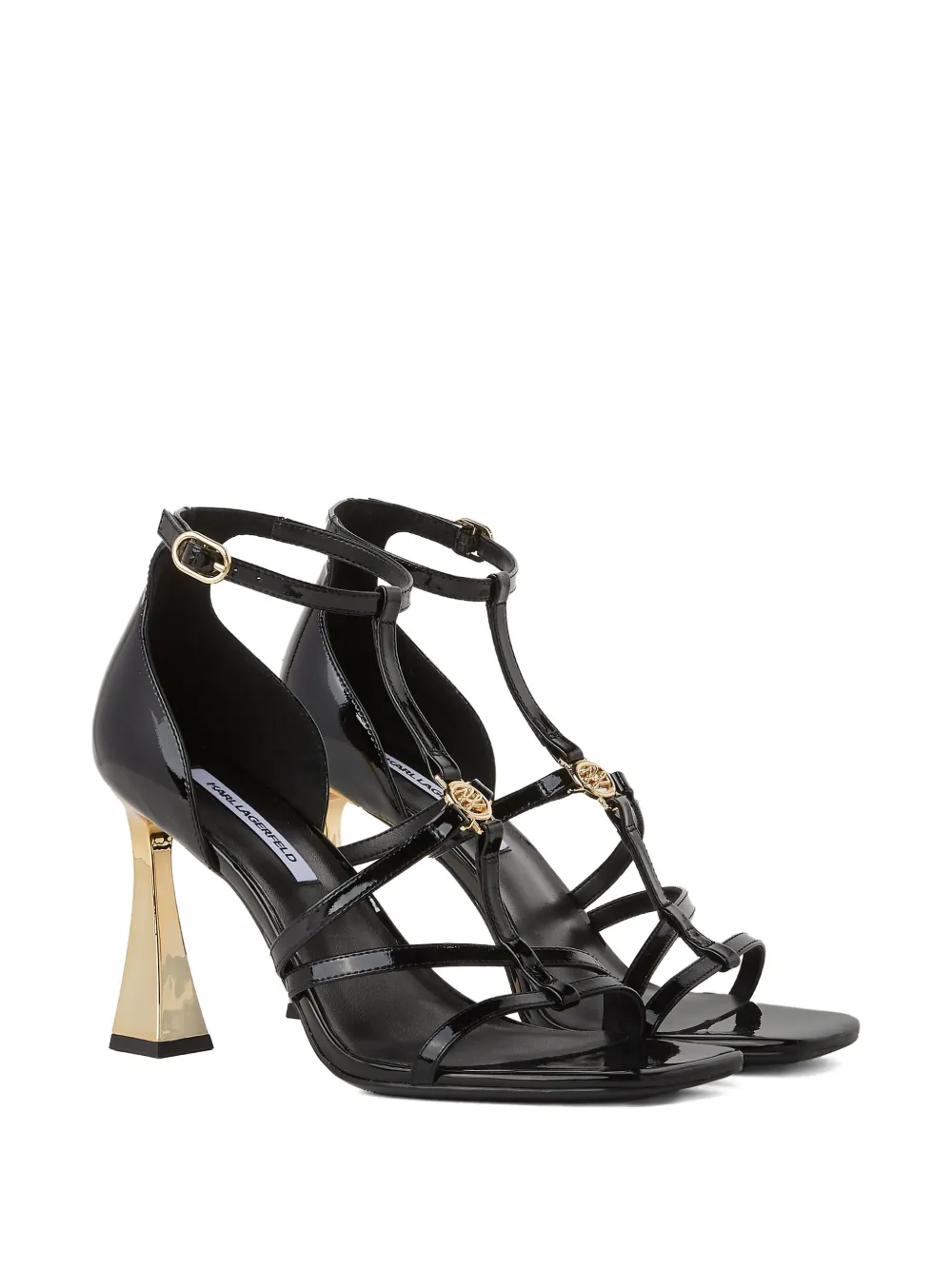 Karl Lagerfeld Leren sandalen met T-bar Zwart