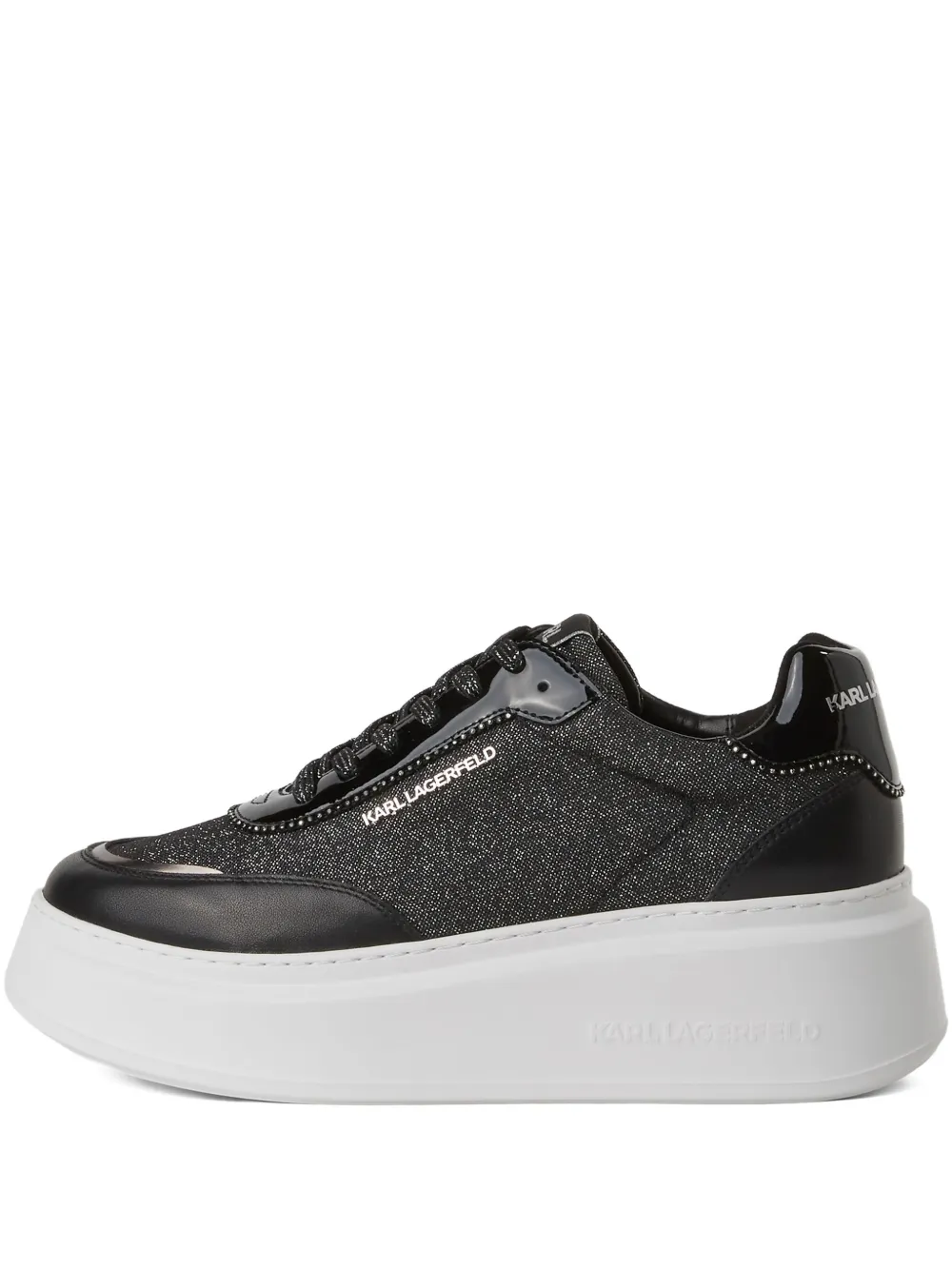 Karl Lagerfeld Sneakers met glittervlak en plateauzool Zwart