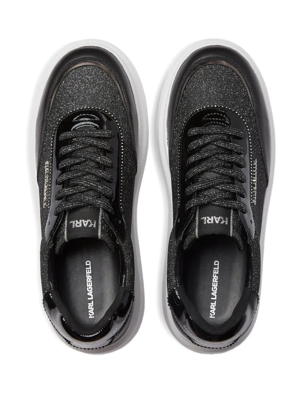 Karl Lagerfeld Sneakers met glittervlak en plateauzool Zwart