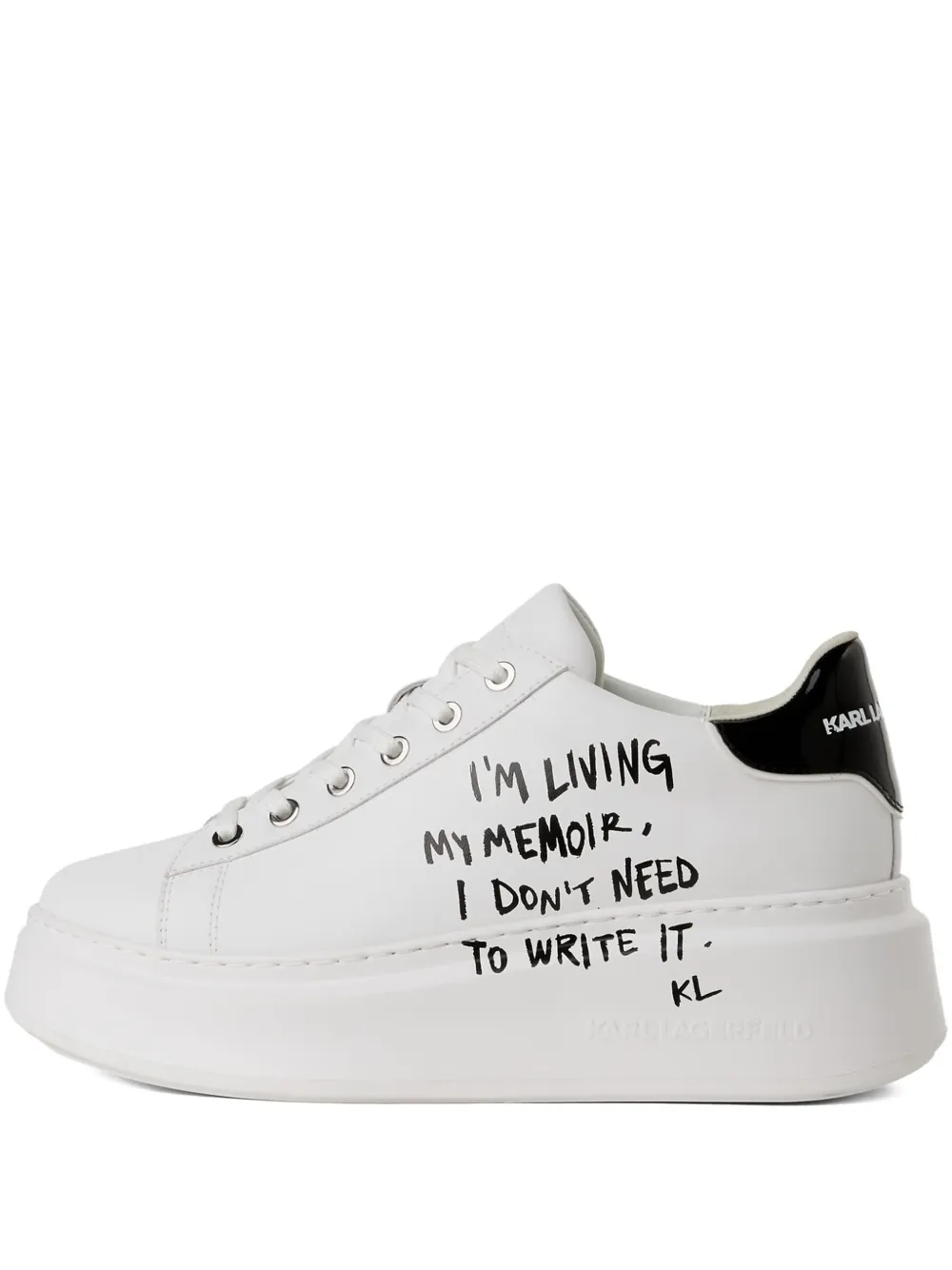Karl Lagerfeld Jeans Sneakers met plateauzool en tekst Wit